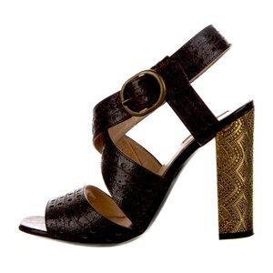Dries Van Noten Brown and Gold Heels